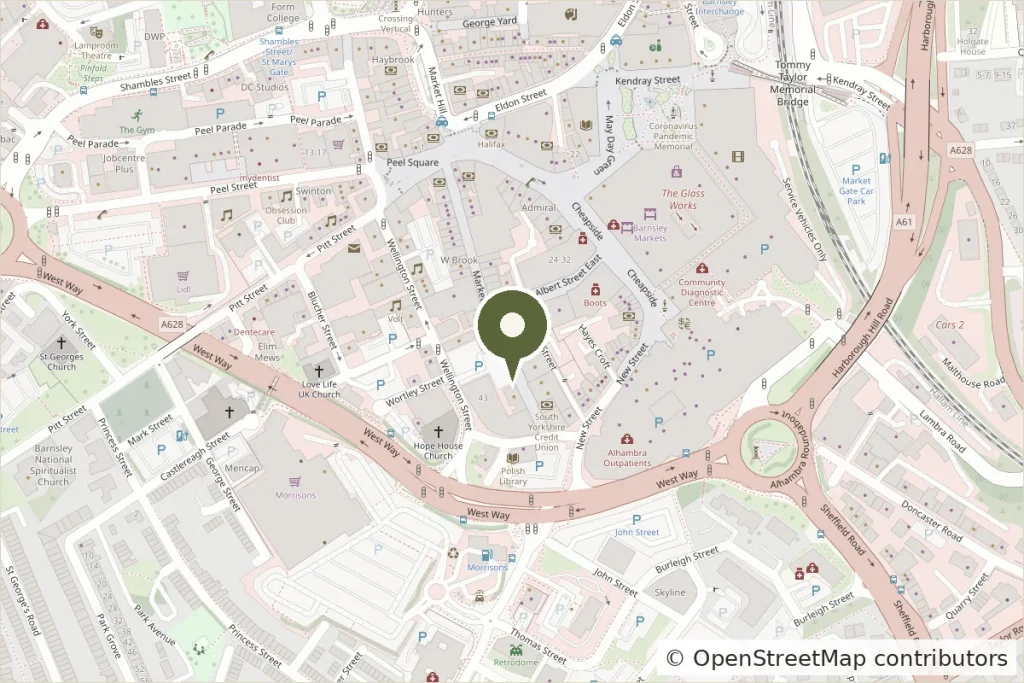 Map showing the location of our Barnsley office