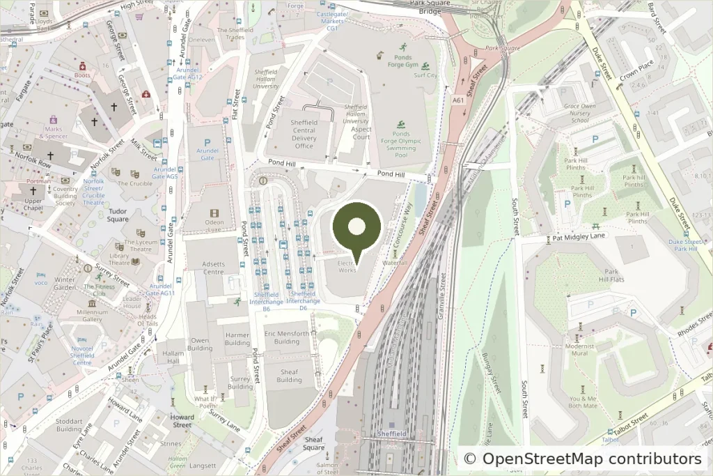Map showing the location of our Sheffield office